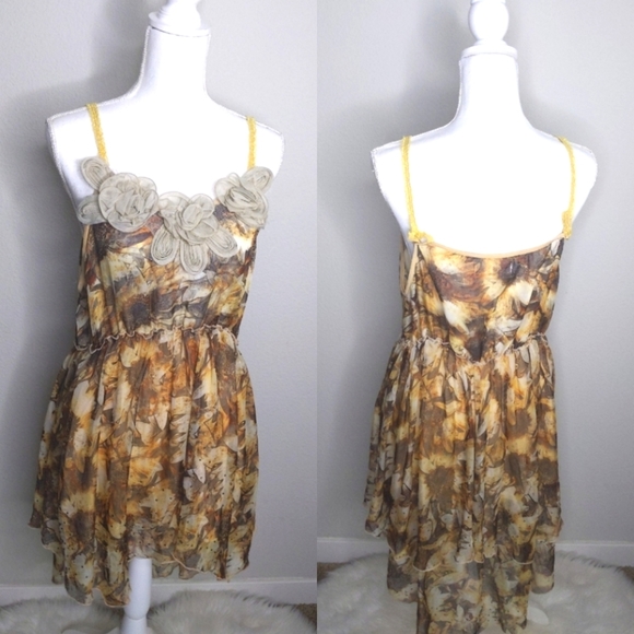 Pretty Angel Fairy Dress Chiffon Golden Yellow Flower Large - Picture 2 of 9